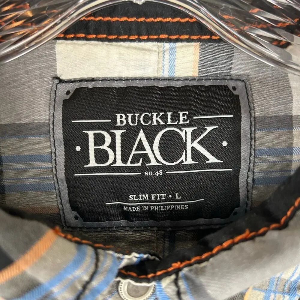 Buckle Black Mens Snap Front‎ Shirt Size Large Long Sleeve Plaid Western Flaw